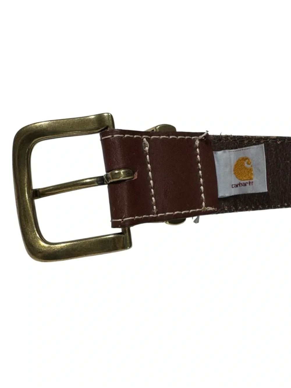 Carhartt Brown Leather Belt with Brass Buckle Size 40